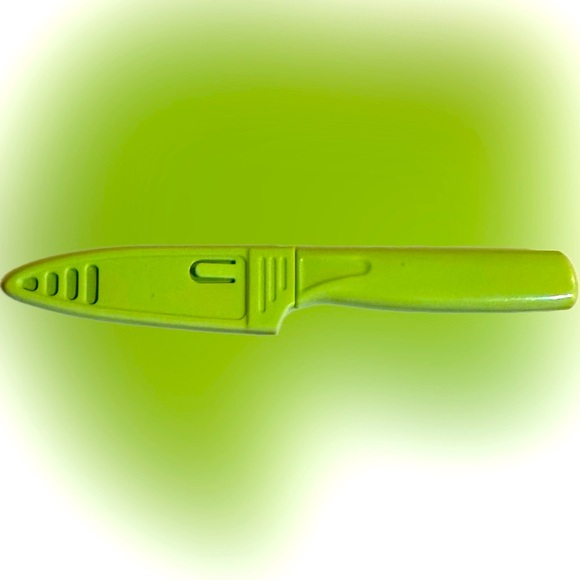 VTG ALL PURPOSE PARING NON STICK CERAMIC COATED BLADE SLEEVE GREEN ORANGE 7.75” - Picture 5 of 8